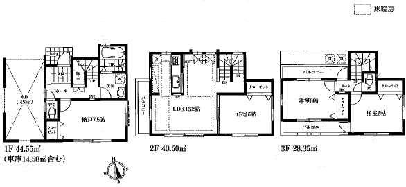 Floor plan. (5 Building), Price 52,800,000 yen, 3LDK+S, Land area 80.05 sq m , Building area 113.4 sq m