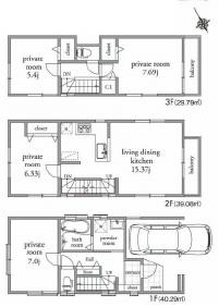 Floor plan. (A Building), Price 39,800,000 yen, 4LDK, Land area 65.56 sq m , Building area 109.16 sq m