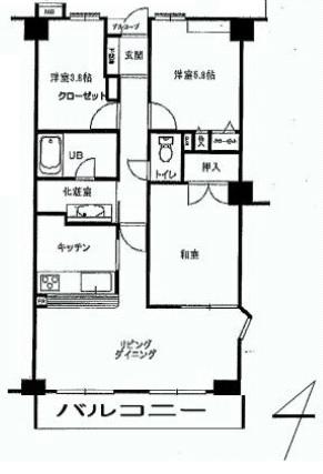 Floor plan. 3LDK, Price 27,800,000 yen, Occupied area 60.32 sq m , Balcony area 9 sq m