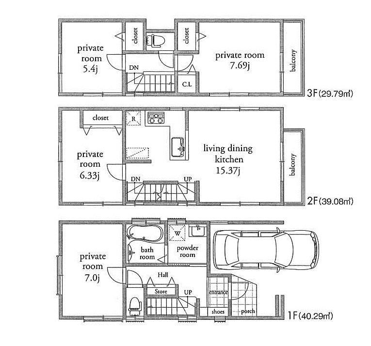 Floor plan. 39,800,000 yen, 4LDK, Land area 65.56 sq m , Building area 109.16 sq m