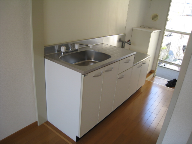 Kitchen. Also put two-burner stove