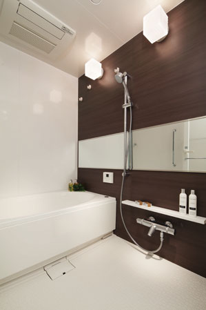 Bathing-wash room.  [bathroom] It is functional and beautiful space. Warm bath ・ Thermo Floor ・ Also has been enhanced amenities such as bathroom heating dryer.