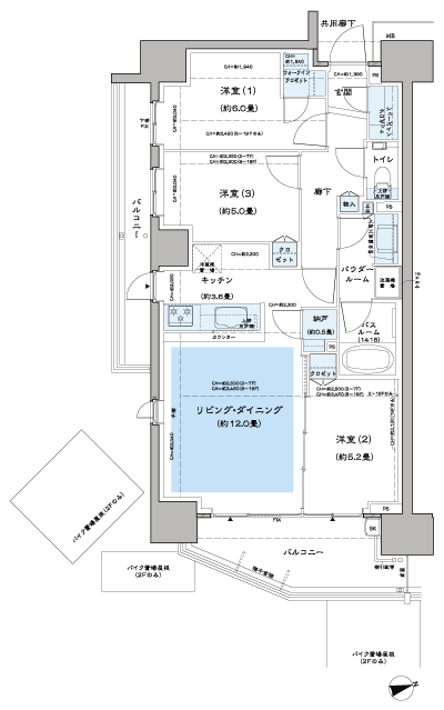 Floor: 3LD ・ K + N (storeroom) + WIC (walk-in closet) + SIC (shoes closet), the area occupied: 71.8 sq m, price: 44 million yen, currently on sale