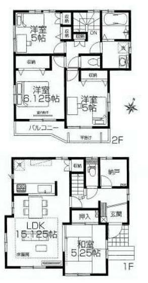 Floor plan. (1 Building), Price 54,800,000 yen, 4LDK+S, Land area 100.1 sq m , Building area 95.23 sq m