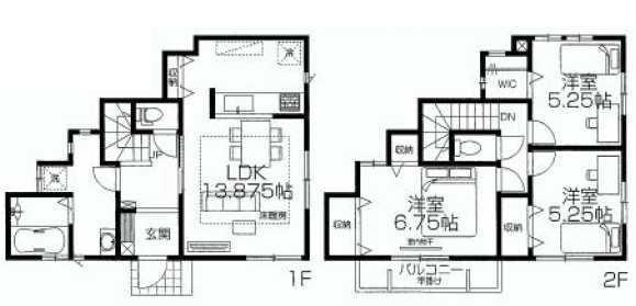 Floor plan. (Building 2), Price 44,800,000 yen, 3LDK, Land area 104.27 sq m , Building area 82.8 sq m