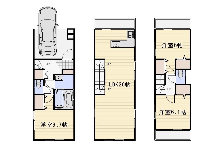 Floor plan. 47,800,000 yen, 3LDK, Land area 61.29 sq m , Building area 91.95 sq m Floor