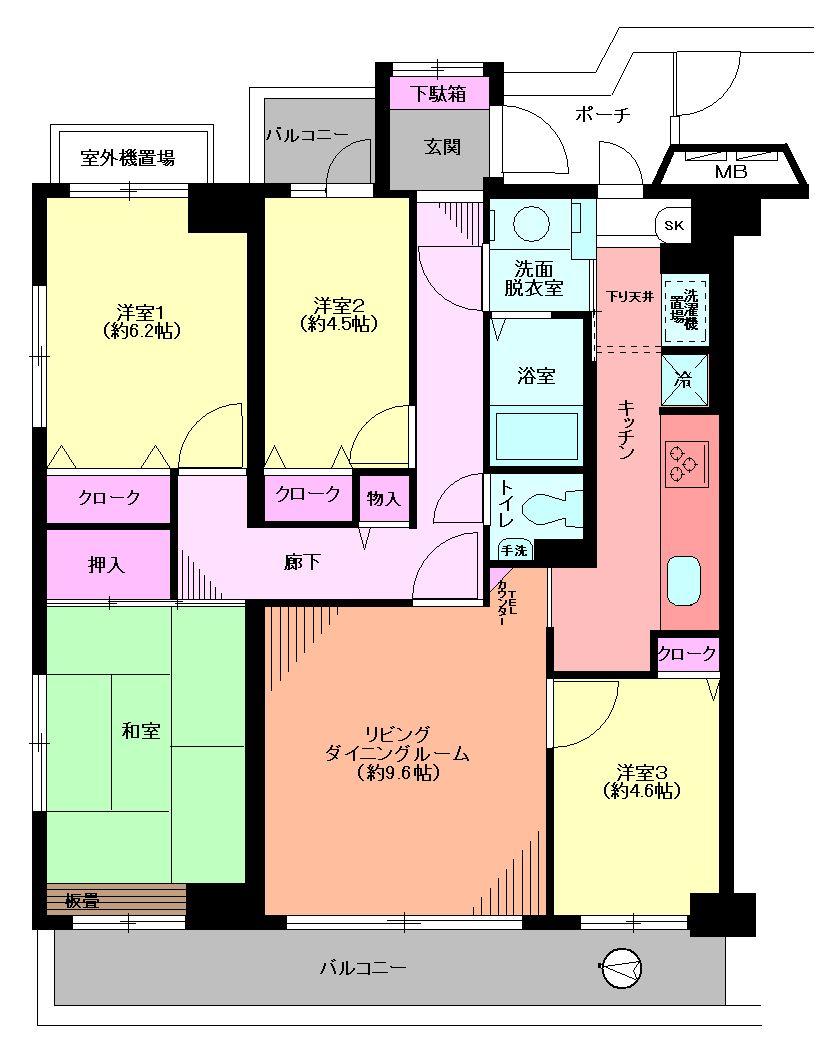Floor plan. 4LDK, Price 29,800,000 yen, Footprint 84.6 sq m , Balcony area 15.19 sq m Floor