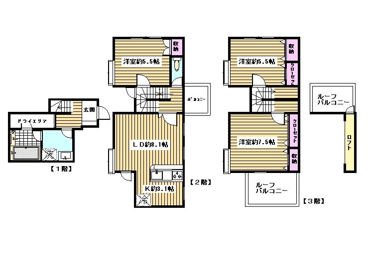 Floor plan. 29,800,000 yen, 3LDK, Land area 95.49 sq m , Building area 81.62 sq m