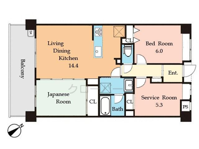Floor plan. 2LDK+S, Price 28,900,000 yen, Occupied area 68.13 sq m , Balcony area 11.7 sq m