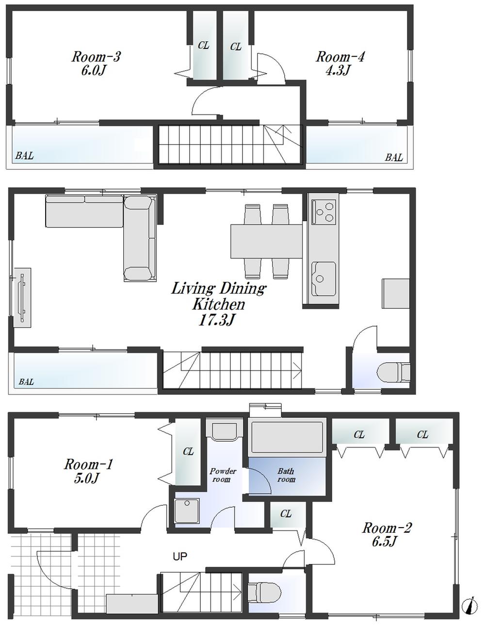 Floor plan. 41,900,000 yen, 4LDK, Land area 93.18 sq m , Building area 98.04 sq m 4LDK + P