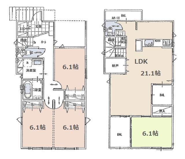 Floor plan. (1 compartment), Price 61,800,000 yen, 4LDK, Land area 103.7 sq m , Building area 114.68 sq m