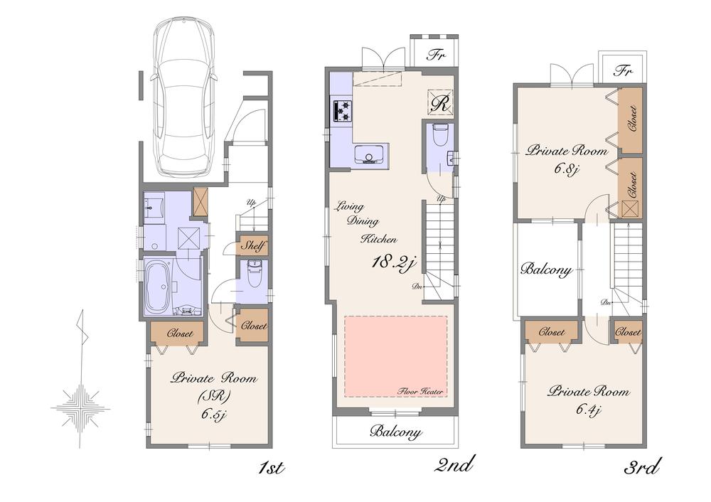 Floor plan. (D), Price 46,800,000 yen, 2LDK+S, Land area 62.52 sq m , Building area 101 sq m