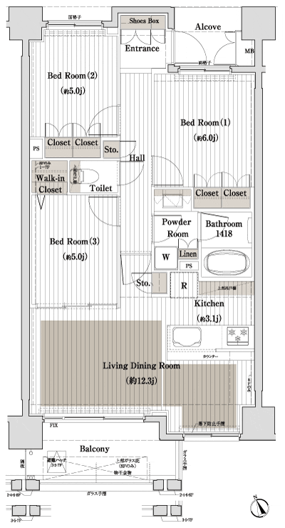 Floor: 3LDK, occupied area: 70.05 sq m