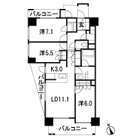 Floor: 3LDK, occupied area: 75.33 sq m