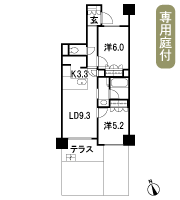Floor: 2LDK, occupied area: 55.19 sq m