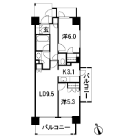 Floor: 2LDK, occupied area: 56.05 sq m
