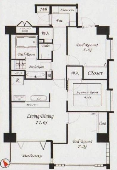 Floor plan. 3LDK, Price 30,800,000 yen, Occupied area 68.63 sq m , Balcony area 5.04 sq m