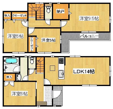 Floor plan. (9 Building), Price 37,800,000 yen, 4LDK, Land area 95.92 sq m , Building area 96.79 sq m