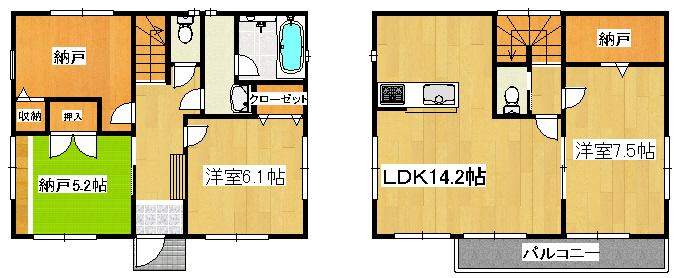 Floor plan. (3 Building), Price 34,800,000 yen, 4LDK+S, Land area 96.01 sq m , Building area 89.5 sq m