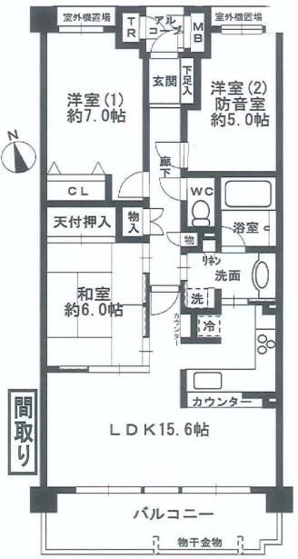 Floor plan. 3LDK, Price 26,900,000 yen, Occupied area 15.34 sq m , Balcony area 10.69 sq m