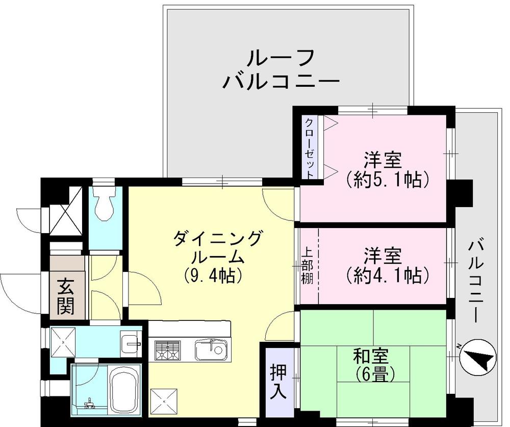 Floor plan. 3DK, Price 15.8 million yen, Occupied area 58.73 sq m , Balcony area 8.67 sq m