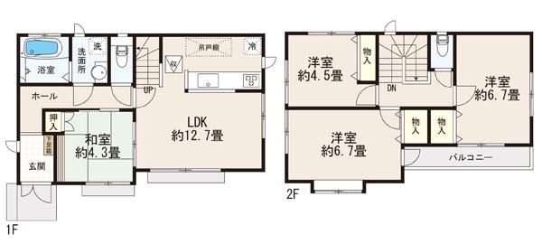 Floor plan. (B Building), Price 35,900,000 yen, 4LDK, Land area 93.82 sq m , Building area 86.12 sq m