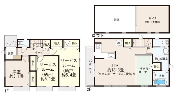 Floor plan. (C Building), Price 37,900,000 yen, 2LDK+S, Land area 72.79 sq m , Building area 84.46 sq m