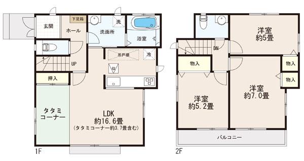 Floor plan. (D Building), Price 37,900,000 yen, 3LDK, Land area 93.98 sq m , Building area 82.39 sq m