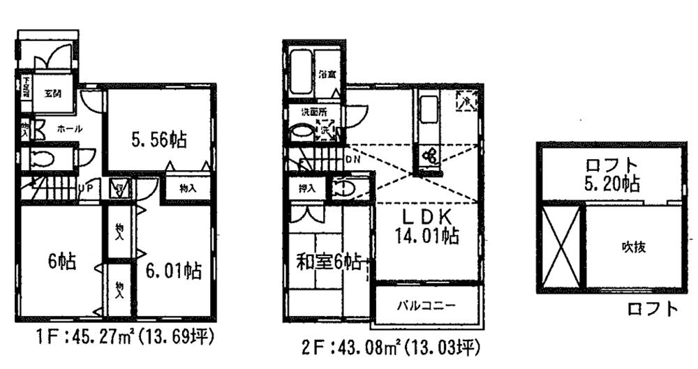 Floor plan. (D Building), Price 33,800,000 yen, 4LDK, Land area 97.08 sq m , Building area 88.35 sq m
