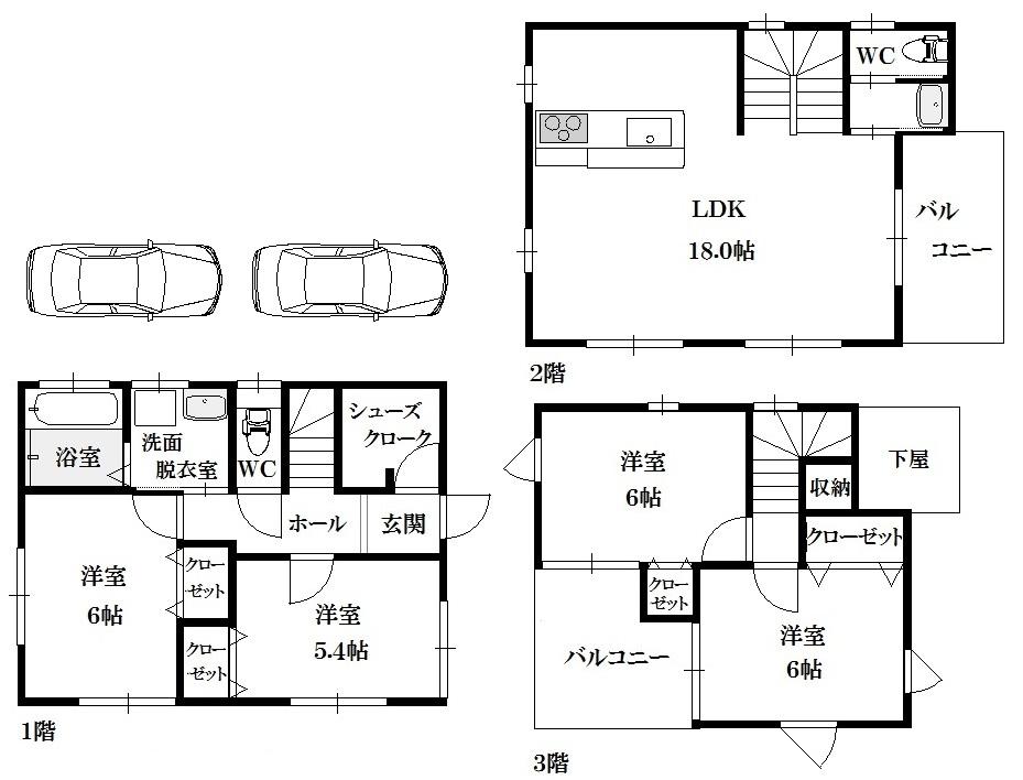 Floor plan. 42,800,000 yen, 4LDK, Land area 87.51 sq m , Building area 101.83 sq m