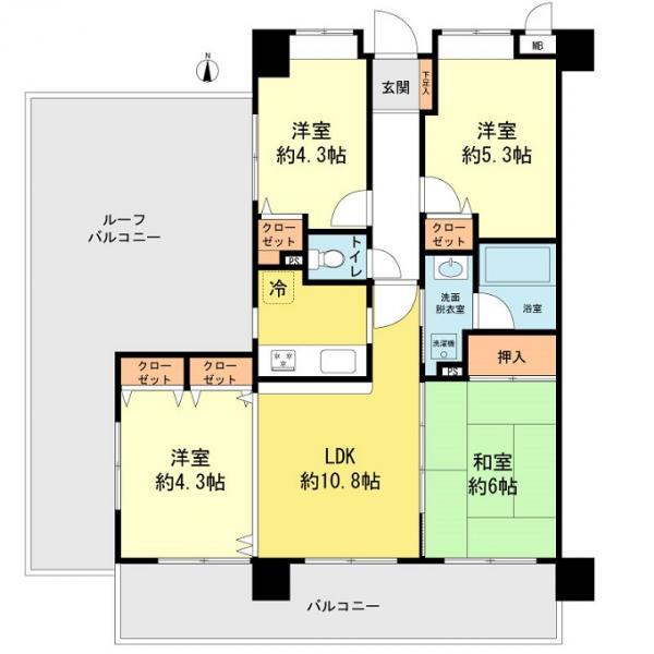 Floor plan. 4LDK, Price 29,800,000 yen, Occupied area 68.42 sq m , Balcony area 12.83 sq m
