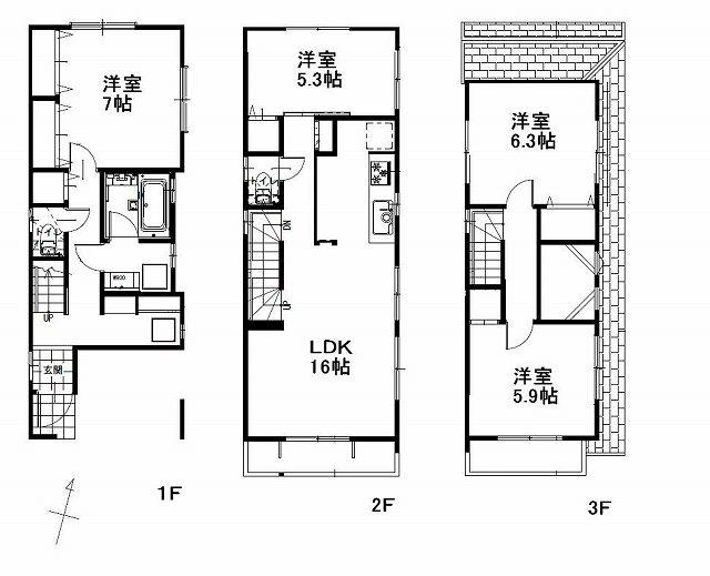 Floor plan. (A Building), Price 38,800,000 yen, 4LDK, Land area 67.77 sq m , Building area 97.56 sq m