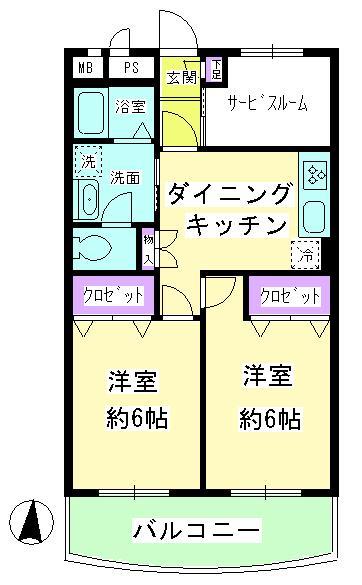 Floor plan. 2LDK + S (storeroom), Price 14.8 million yen, Occupied area 50.94 sq m , Balcony area 6.01 sq m