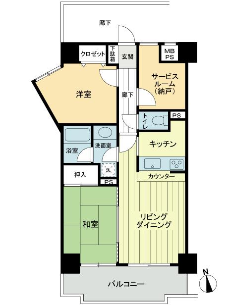 Floor plan. 2LDK + S (storeroom), Price 22,800,000 yen, Occupied area 61.95 sq m , Balcony area 10.2 sq m south-facing, Is a floor plan of 3LDK corner room.