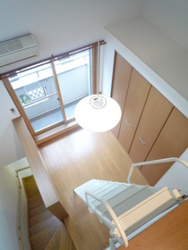 Living and room. Looking down from the loft