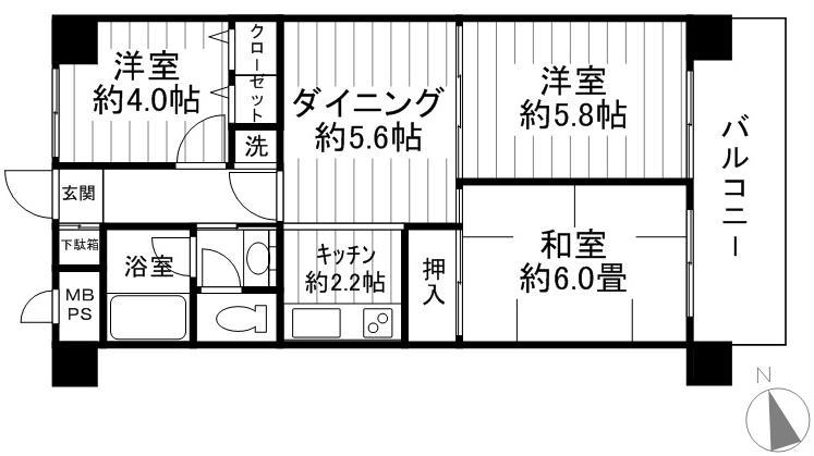 Floor plan. 3DK, Price 15.3 million yen, Occupied area 50.49 sq m , Balcony area 7.24 sq m