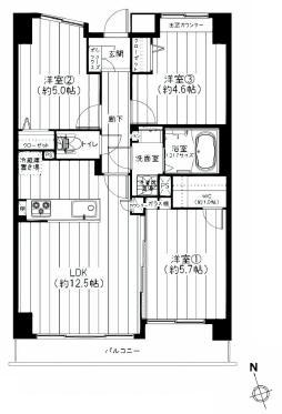 Floor plan. 3LDK, Price 27,900,000 yen, Occupied area 60.37 sq m , Balcony area 7.25 sq m