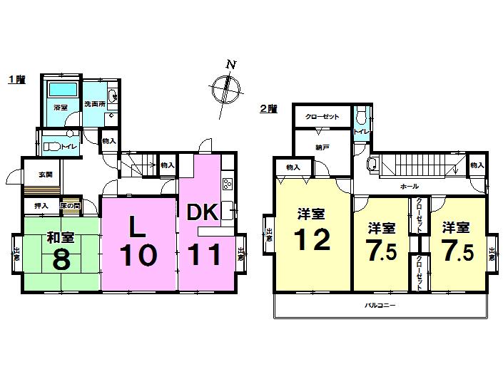 Floor plan. 62,800,000 yen, 4LDK, Land area 223 sq m , Building area 151.98 sq m