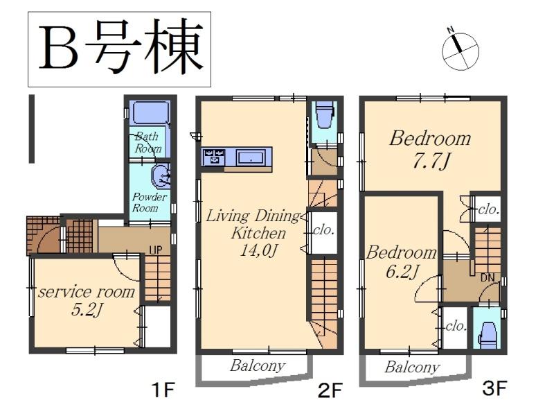 Floor plan. (B Building), Price 37.5 million yen, 2LDK+S, Land area 50.04 sq m , Building area 92.18 sq m