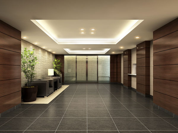 Buildings and facilities. While providing the elegance and comfort of a Residence, Common space that was also considered day-to-day convenience. Folding on the ceiling Ya, Entrance Hall floor was paved with natural stone to produce a high quality of. (Entrance Hall Rendering)