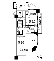Floor: 4LD ・ K, the occupied area: 82.98 sq m, Price: 43,800,000 yen (tentative)