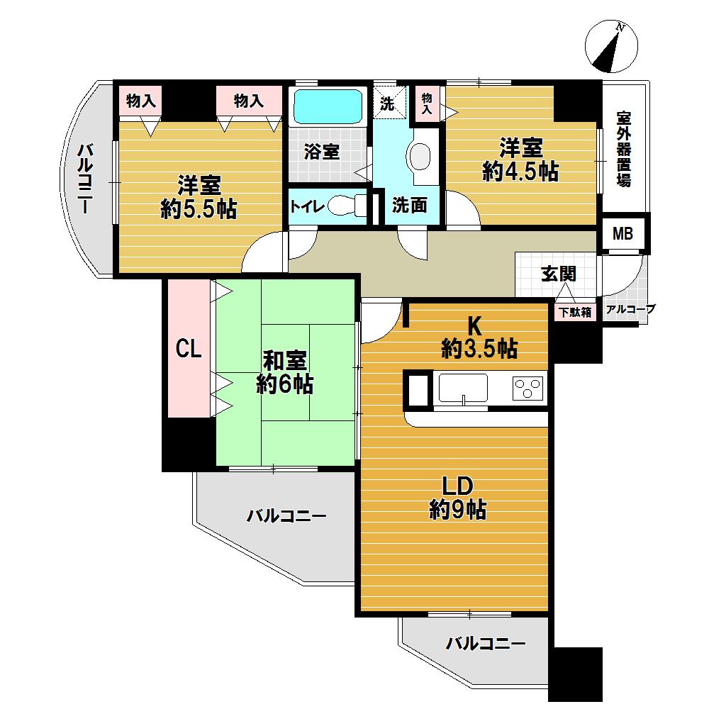 Floor plan. 3LDK, Price 29,800,000 yen, Footprint 74.2 sq m , Balcony area 11.81 sq m spacious 74.20 sq m Station near a 3-minute walk