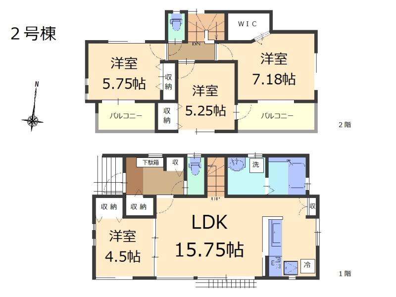Floor plan. (Building 2), Price 32,800,000 yen, 3LDK, Land area 121.29 sq m , Building area 92.12 sq m