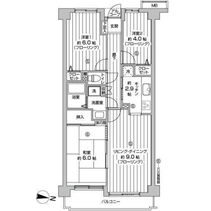 Floor plan. 3LDK, Price 12,990,000 yen, Occupied area 62.85 sq m , Balcony area 6.46 sq m