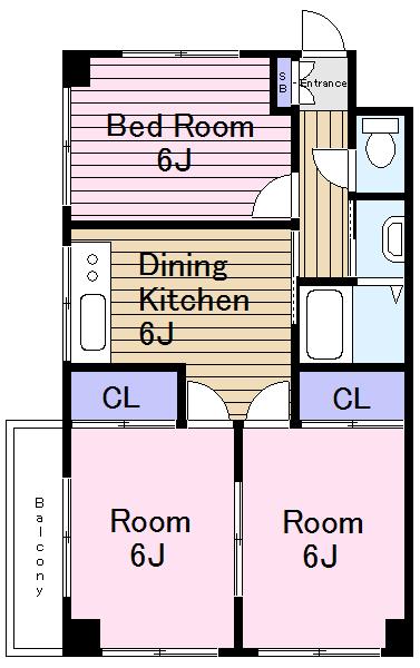Floor plan. 3DK, Price 15.3 million yen, Footprint 51.3 sq m , Balcony area 3.37 sq m