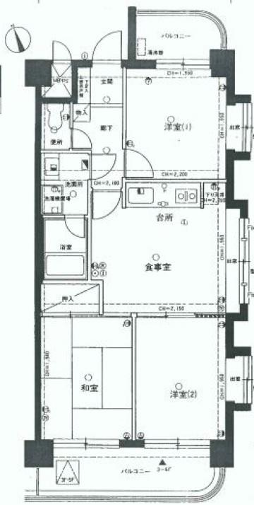 Floor plan. 3DK, Price 18 million yen, Occupied area 56.97 sq m , Balcony area 11.22 sq m