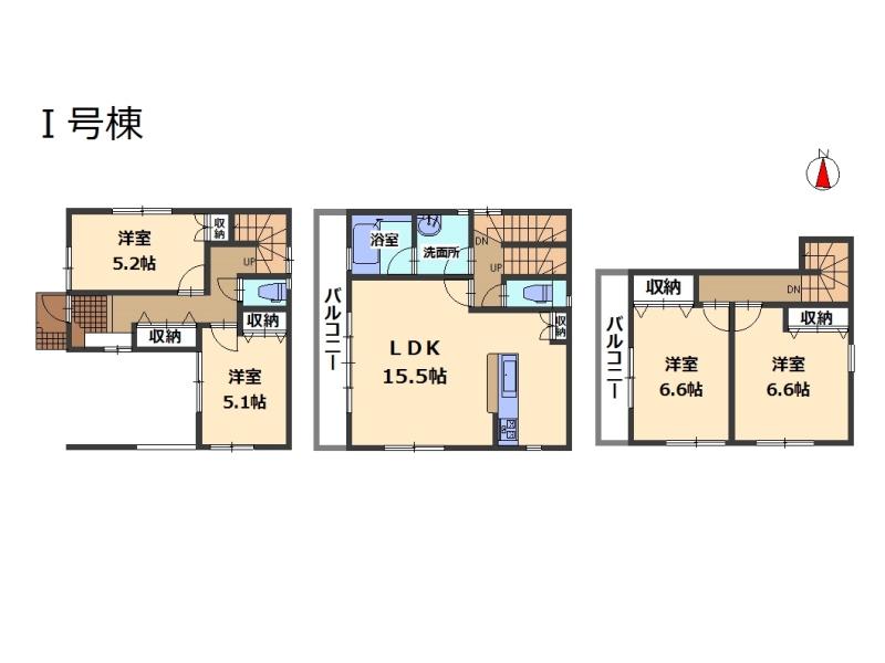 Floor plan. (II stage I Building), Price 40,800,000 yen, 4LDK, Land area 66.23 sq m , Building area 108.99 sq m