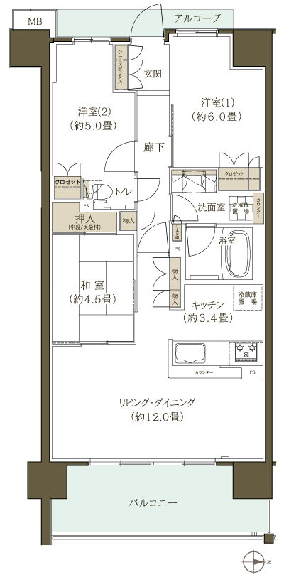 Floor: 3LDK, occupied area: 68.88 sq m, Price: TBD