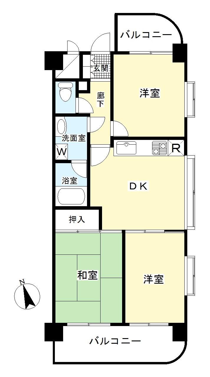 Floor plan. 3DK, Price 18 million yen, Occupied area 56.97 sq m , Balcony area 11.22 sq m per yang ・ Ventilation is good.