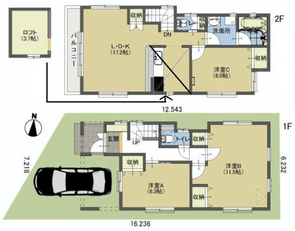 Floor plan. 27,800,000 yen, 3LDK, Land area 89.67 sq m , Building area 105.09 sq m
